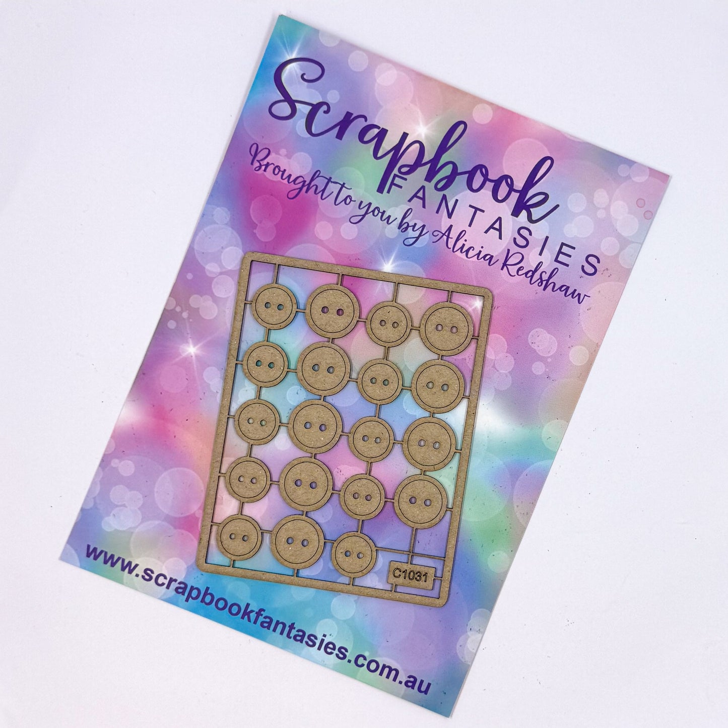 Chippie-Cuts Grey 1.2mm Chipboard 2.75"x3.5" - Buttons (19 pieces) C1031