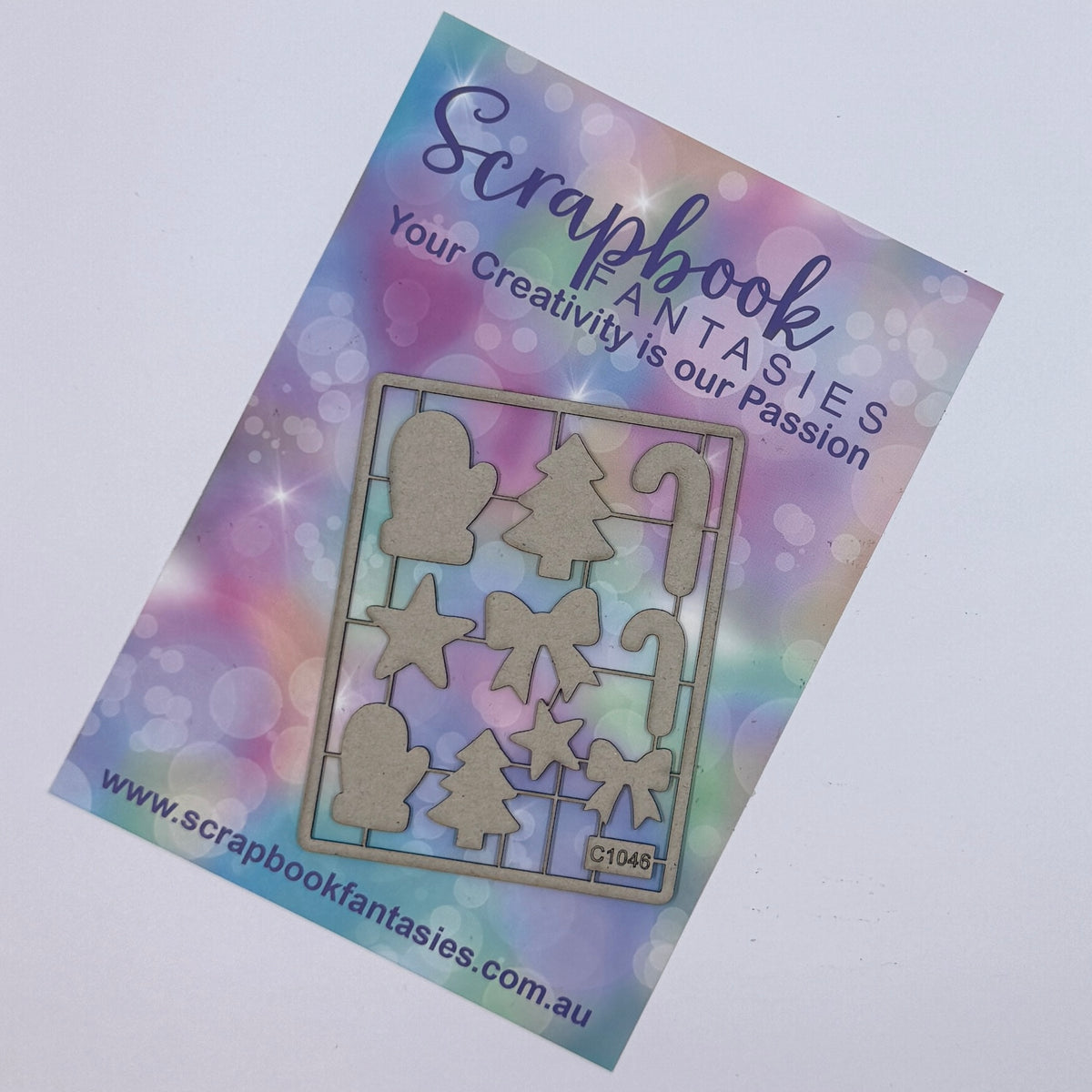 Chippie-Cuts Grey 1.2mm Chipboard 2.75"x3.5" - Christmas Shapes (10 pieces) C1046