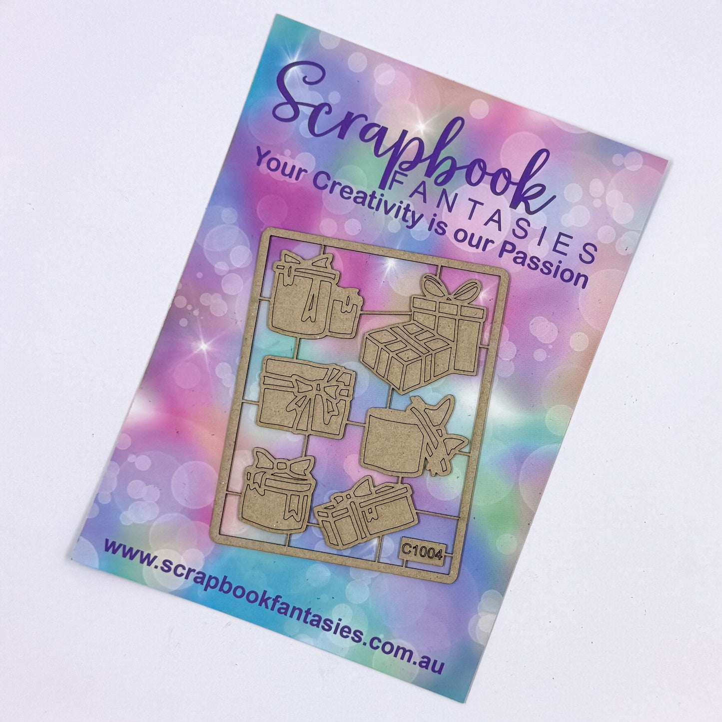 Chippie-Cuts Grey 1.2mm Chipboard 2.75"x3.5" - Gifts (6 pieces) C1004