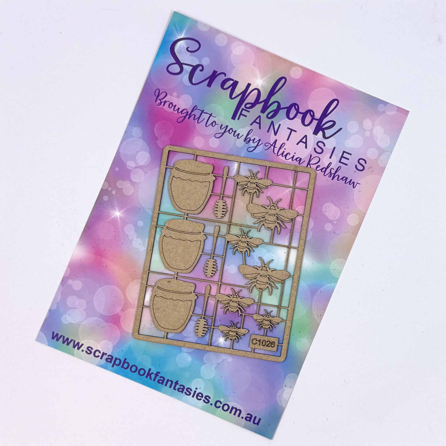 Chippie-Cuts Grey 1.2mm Chipboard 2.75"x3.5" - Honey & Bees (13 pieces) C1026