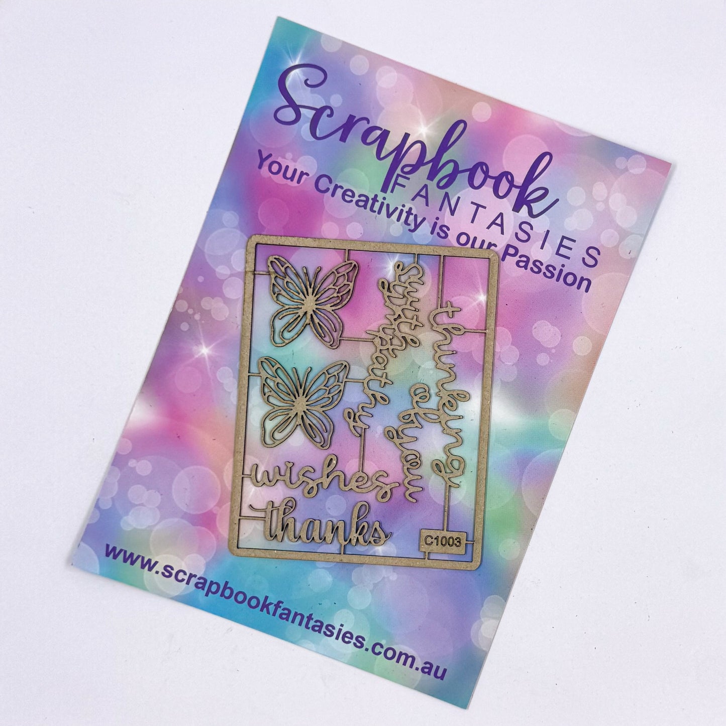 Chippie-Cuts Grey 1.2mm Chipboard 2.75"x3.5" - Sentiments (6 pieces) C1003