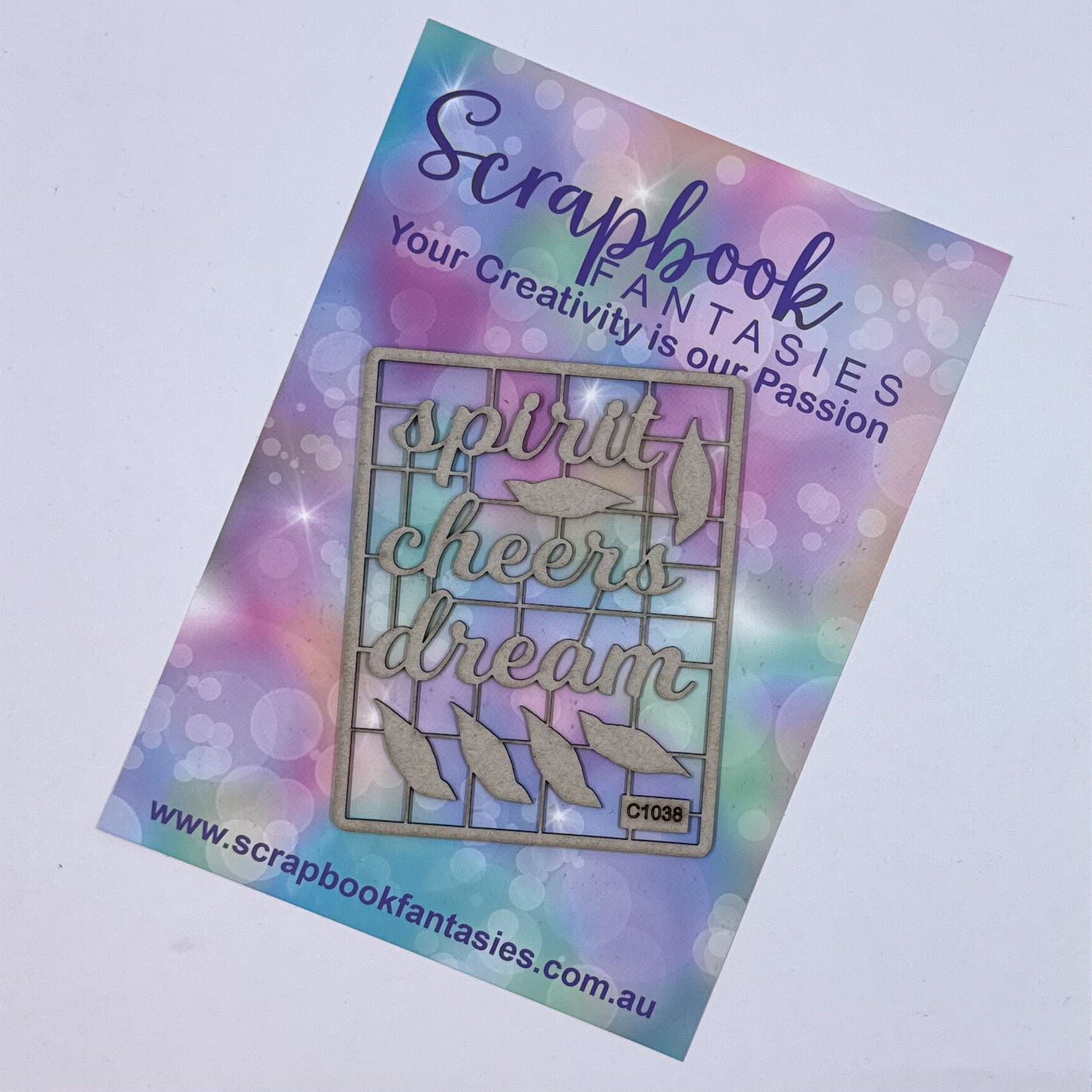 Chippie-Cuts Grey 1.2mm Chipboard 2.75"x3.5" - Spirit Cheers Dream (9 pieces) C1038