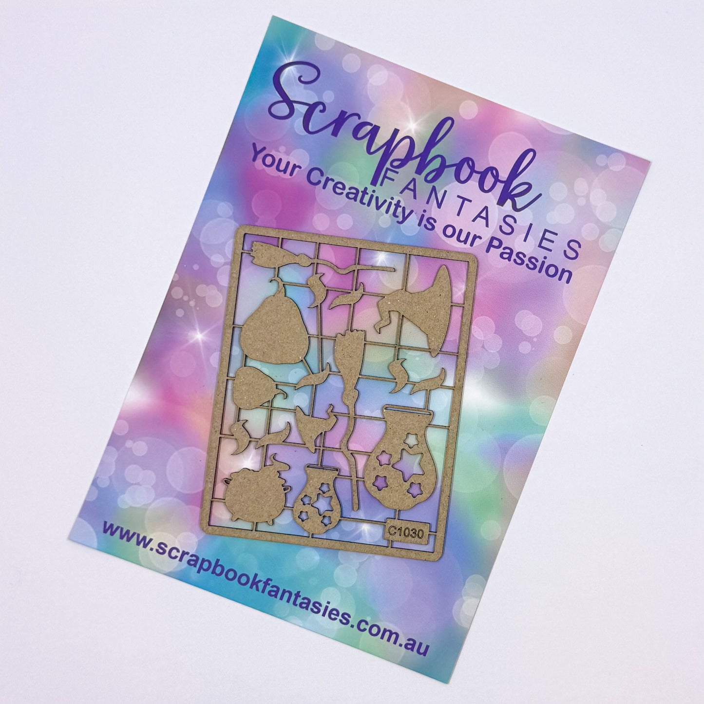 Chippie-Cuts Grey 1.2mm Chipboard 2.75"x3.5" - Witchy Stuff (16 pieces) C1030