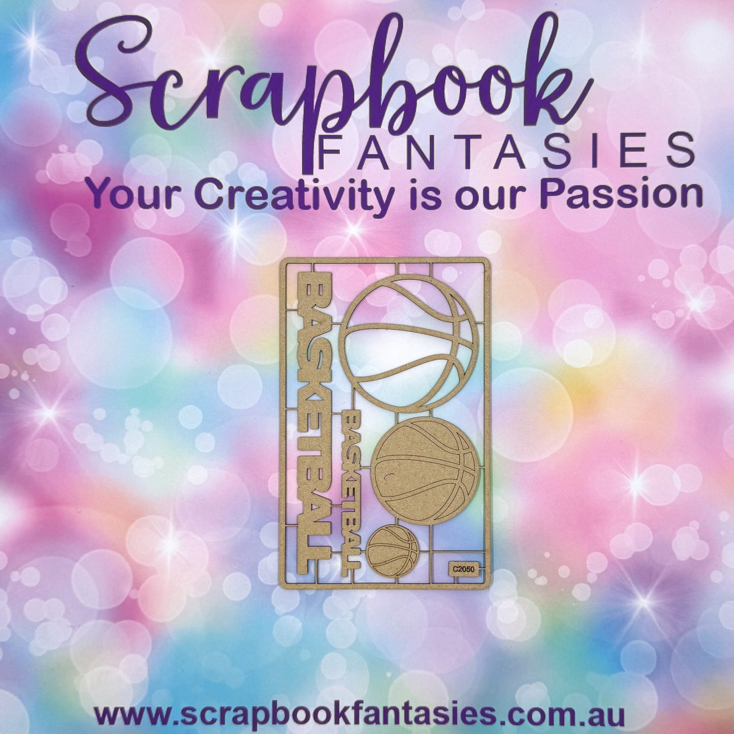 Chippie-Cuts Grey 1.2mm Chipboard 3.5"x5.5" - Basketball (5 pieces) C2050