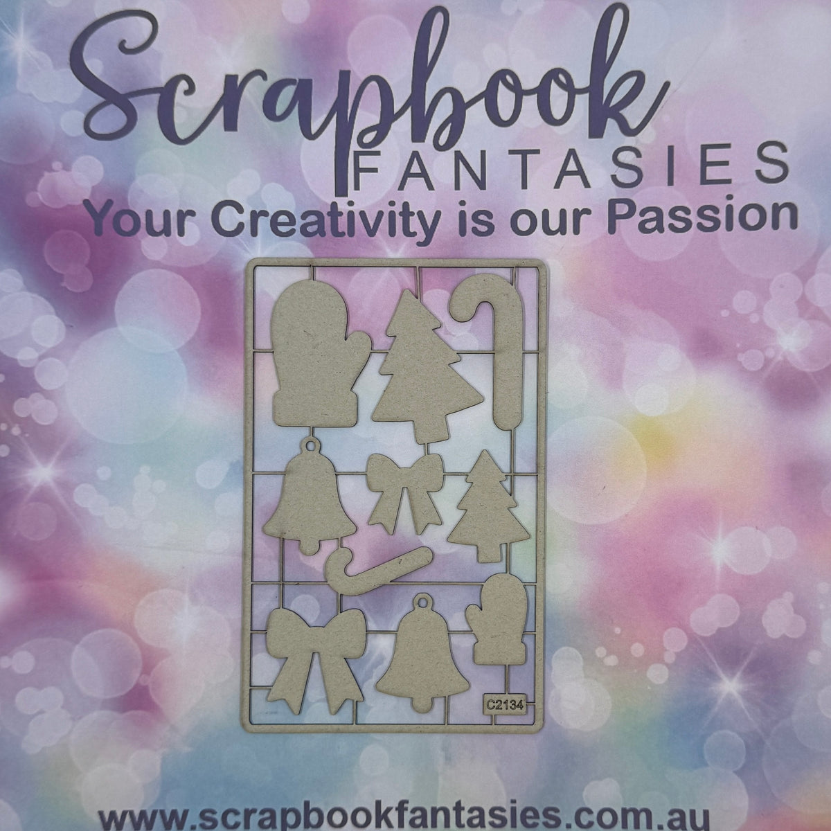 Chippie-Cuts Grey 1.2mm Chipboard 3.5"x5.5" - Christmas Shapes (10 pieces) C2134