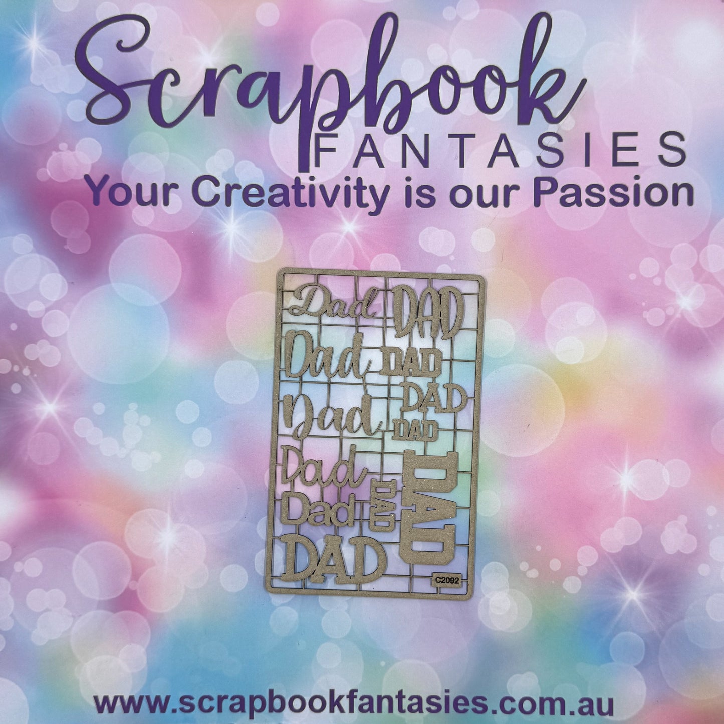 Chippie-Cuts Grey 1.2mm Chipboard 3.5"x5.5" - Dad (12 pieces) C2092