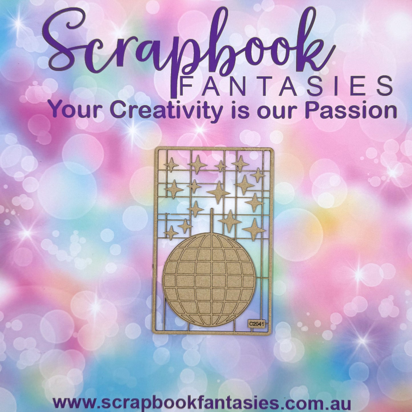 Chippie-Cuts Grey 1.2mm Chipboard 3.5"x5.5" - Disco Ball (16 pieces) C2041