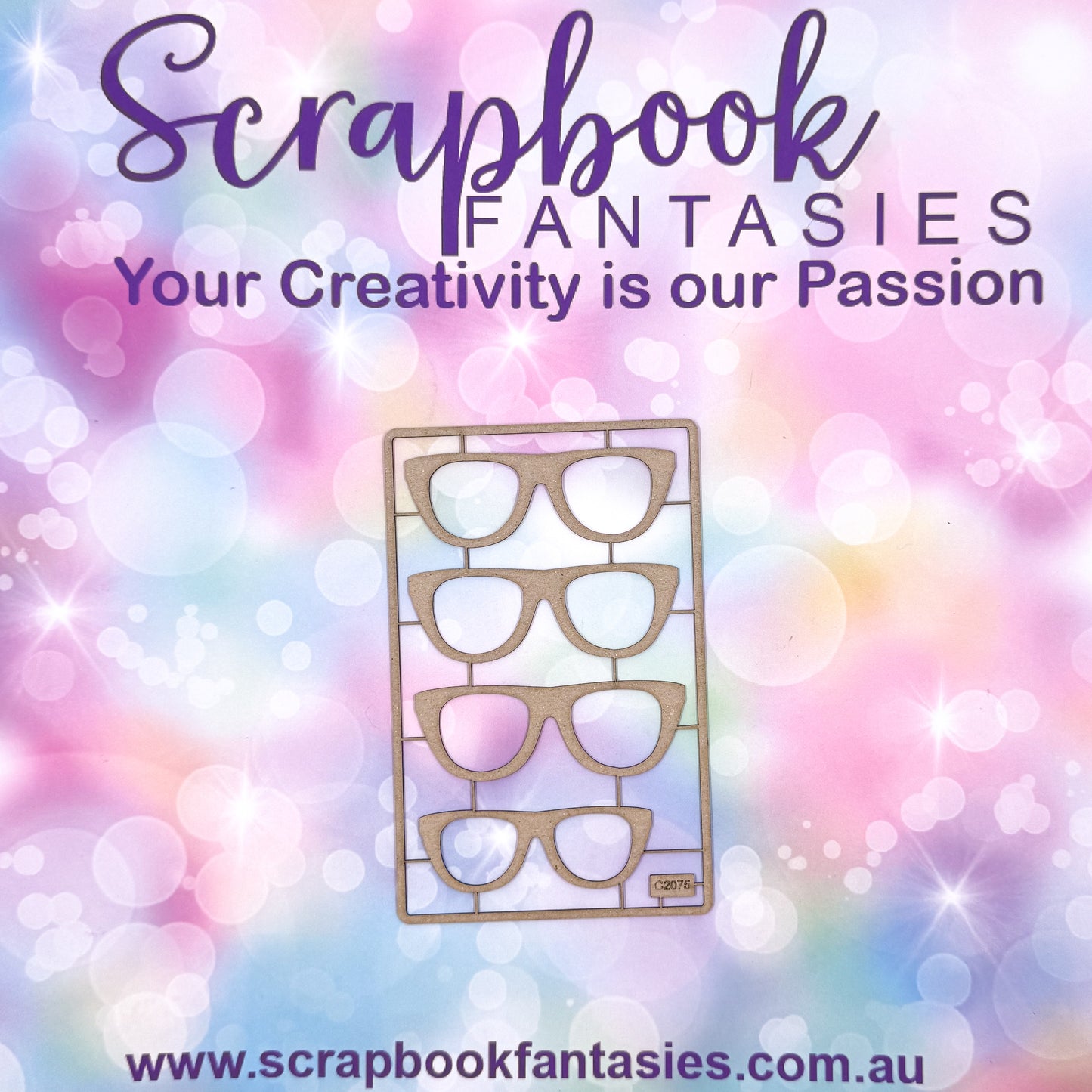 Chippie-Cuts Grey 1.2mm Chipboard 3.5"x5.5" - Glasses (4 pieces) C2075