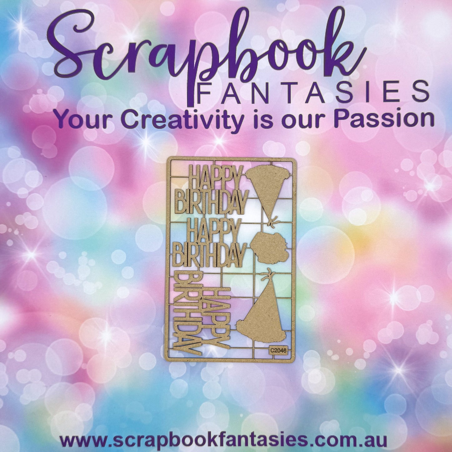 Chippie-Cuts Grey 1.2mm Chipboard 3.5"x5.5" - Happy Birthday (6 pieces) C2046