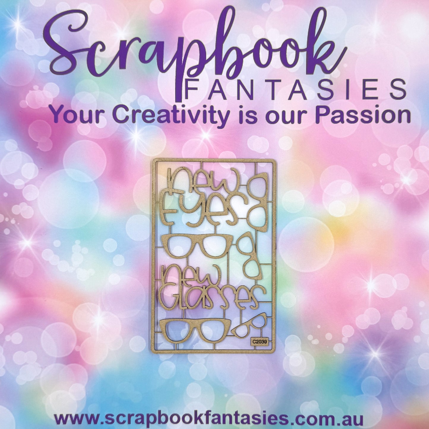 Chippie-Cuts Grey 1.2mm Chipboard 3.5"x5.5" - New Glasses (7 pieces) C2039