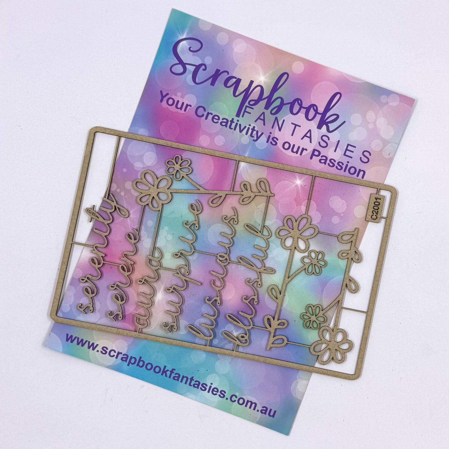 Chippie-Cuts Grey 1.2mm Chipboard 3.5"x5.5" - Serenity Words (9 pieces) C2003