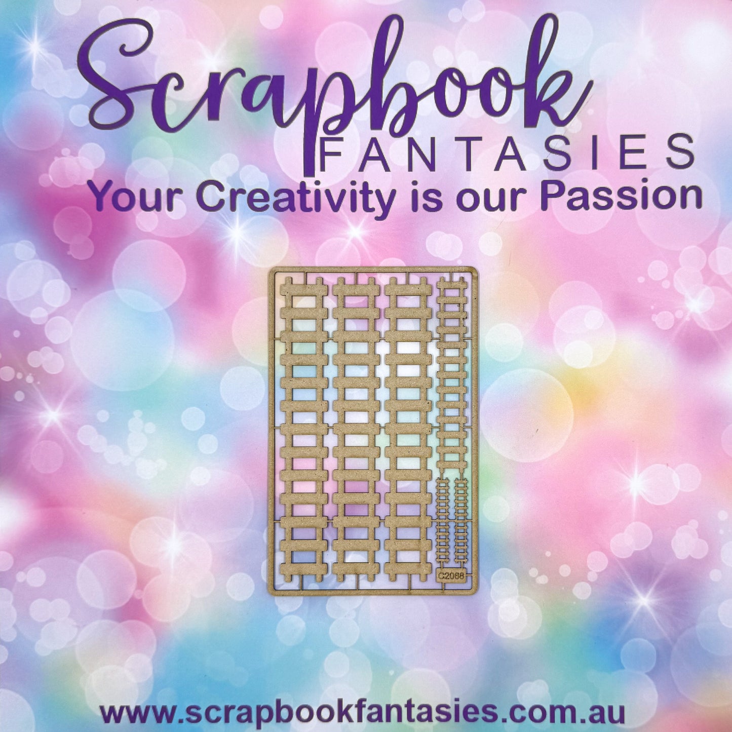 Chippie-Cuts Grey 1.2mm Chipboard 3.5"x5.5" - Train Tracks (6 pieces) C2088