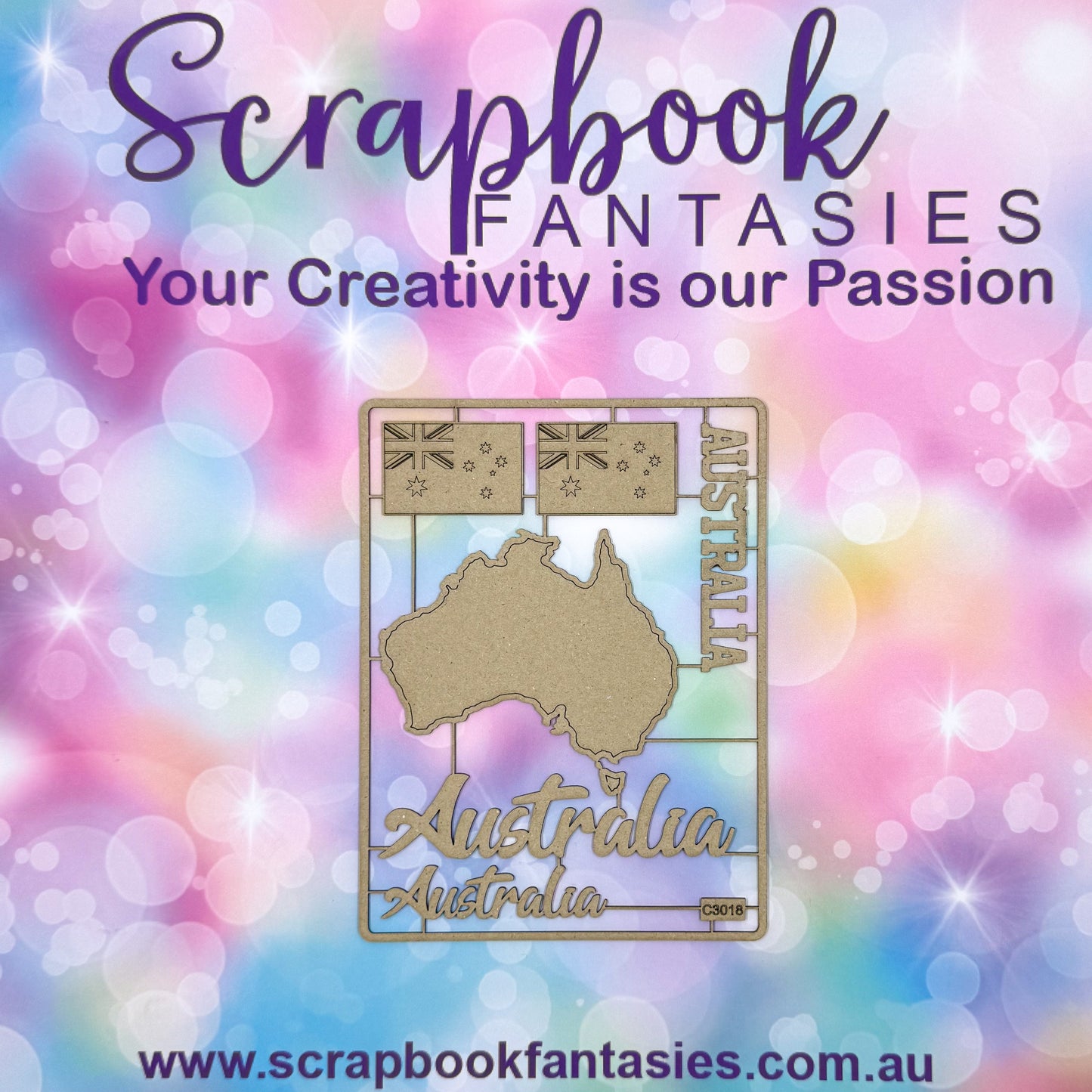 Chippie-Cuts Grey 1.2mm Chipboard 4.5"x6" - Australia (8 pieces) C3018