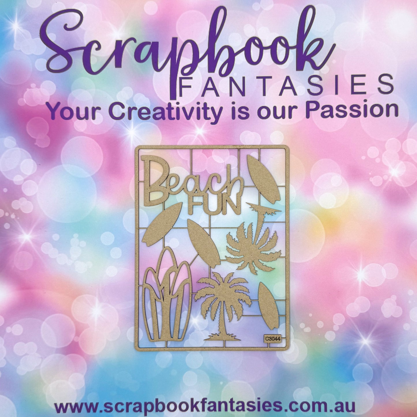 Chippie-Cuts Grey 1.2mm Chipboard 4.5"x6" - Beach Fun (8 pieces) C3044