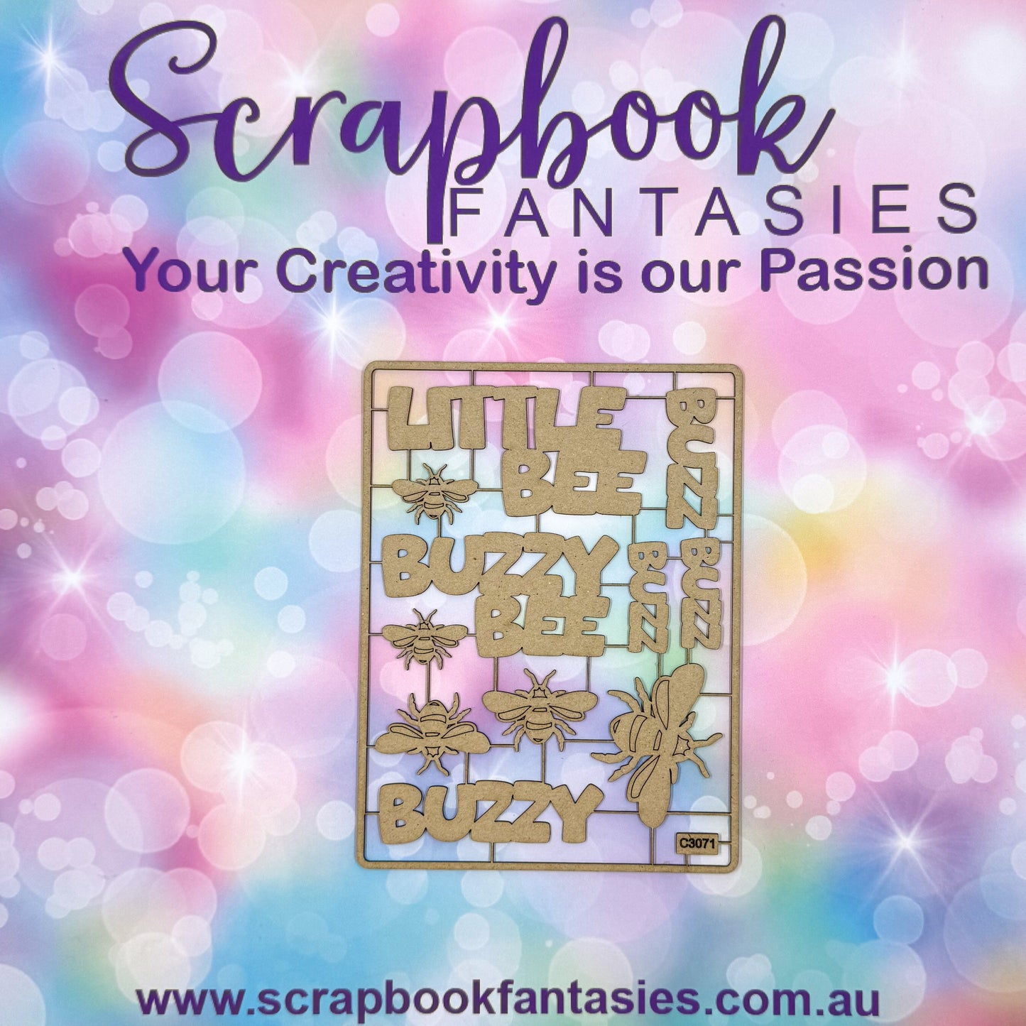 Chippie-Cuts Grey 1.2mm Chipboard 4.5"x6" - Little Bee (11 pieces) C3071