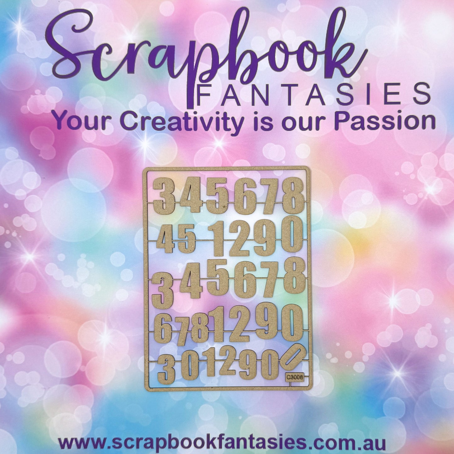 Chippie-Cuts Grey 1.2mm Chipboard 4.5"x6" - Numbers (32 pieces) C3008