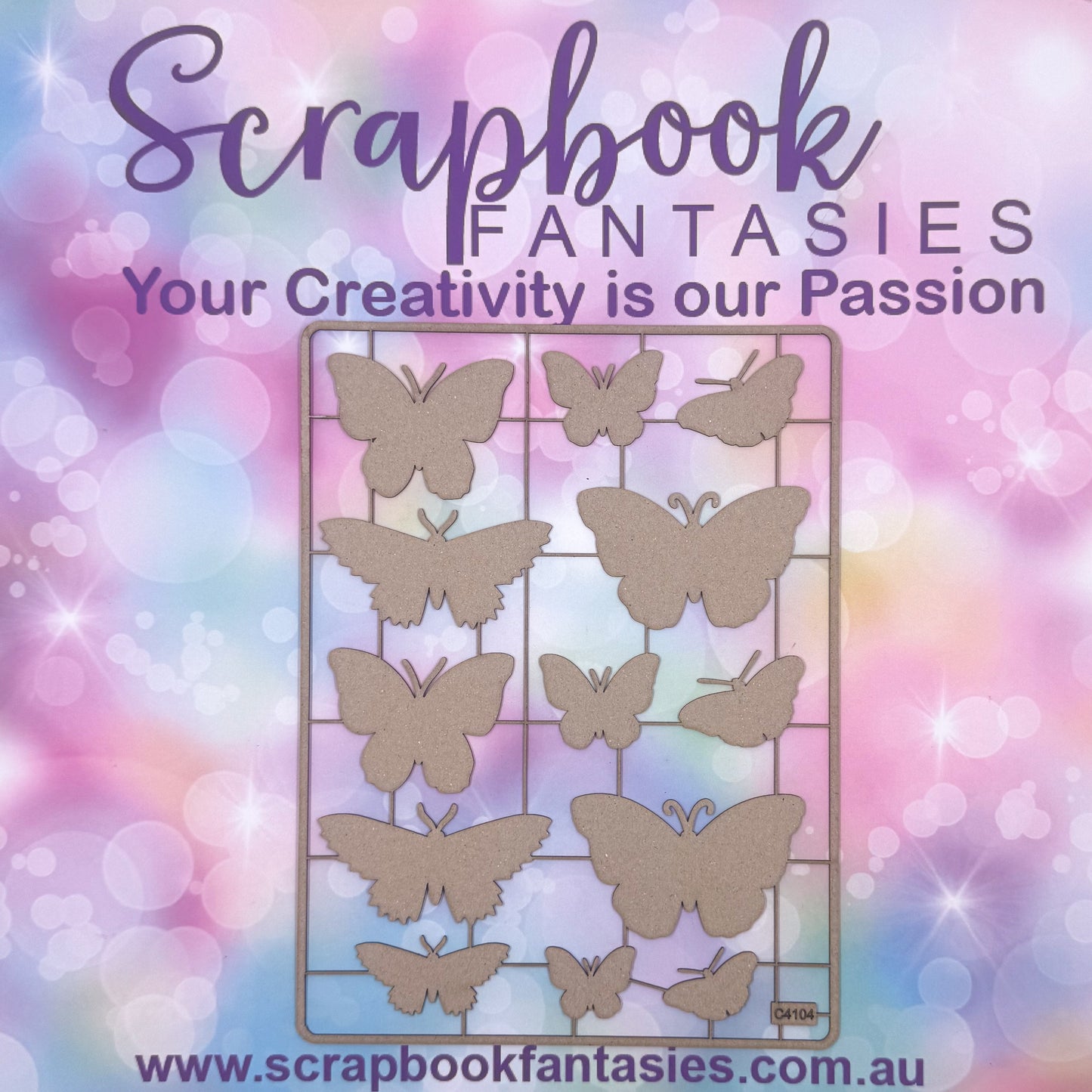 Chippie-Cuts Grey 1.2mm Chipboard 6"x8" - Butterflies (13 pieces) C4104
