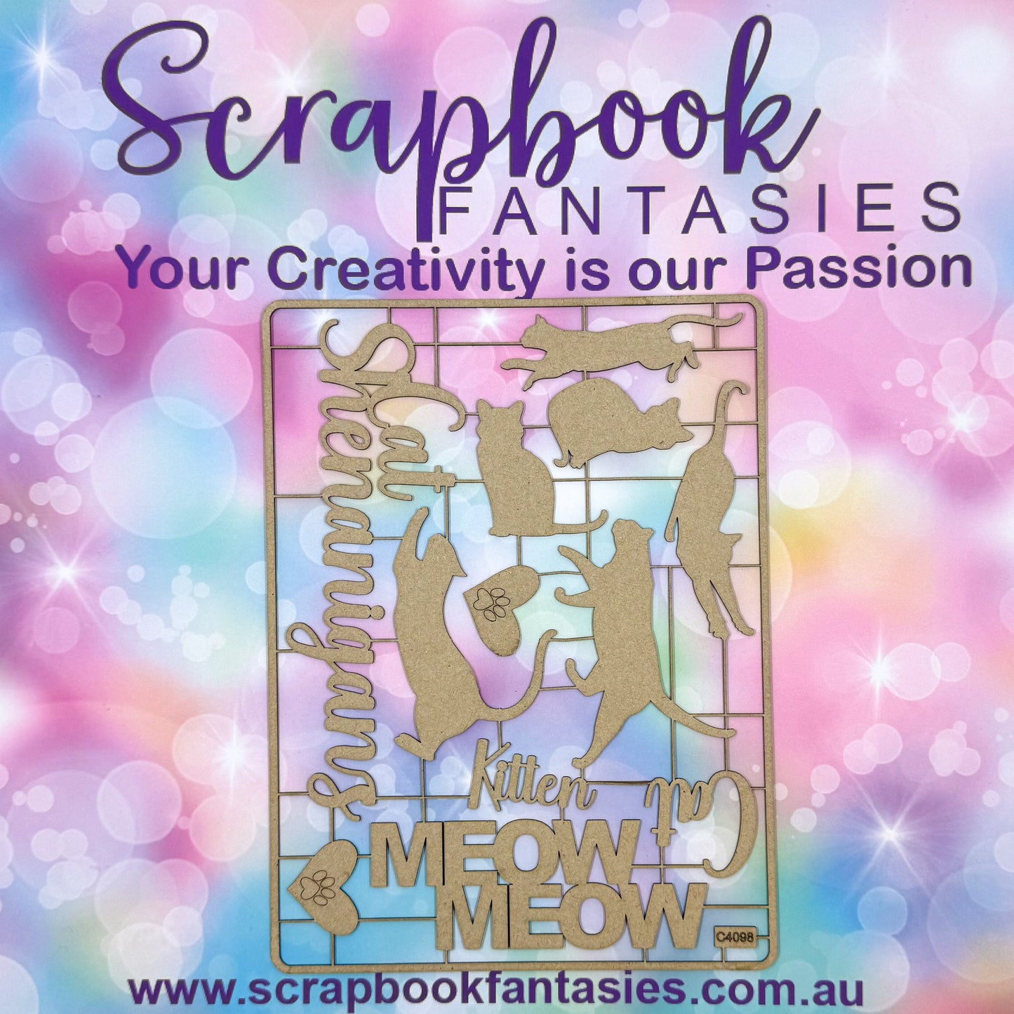 Chippie-Cuts Grey 1.2mm Chipboard 6"x8" - Cat Shenanigans (12 pieces) C4098