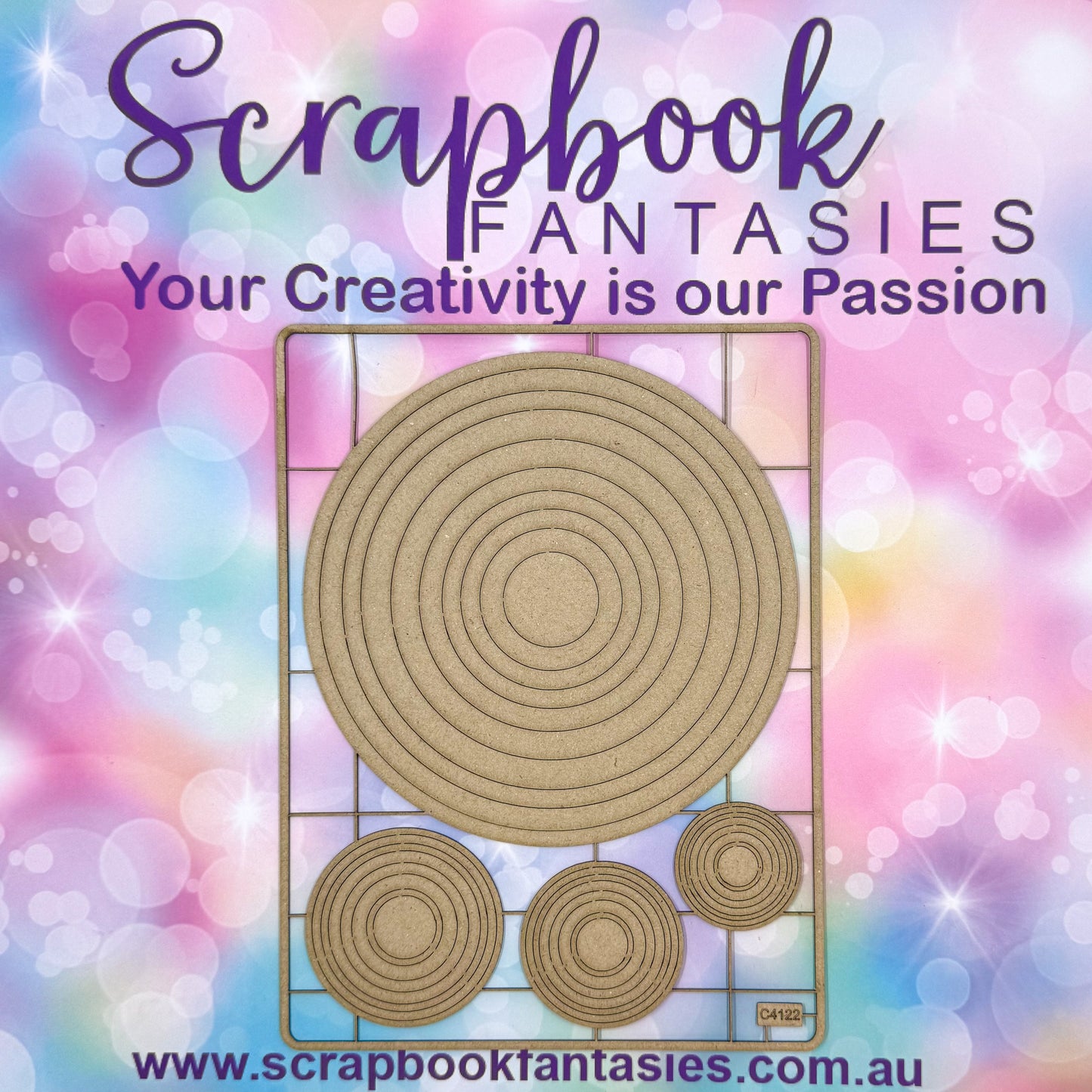 Chippie-Cuts Grey 1.2mm Chipboard 6"x8" - Circles (34 pieces) C4122