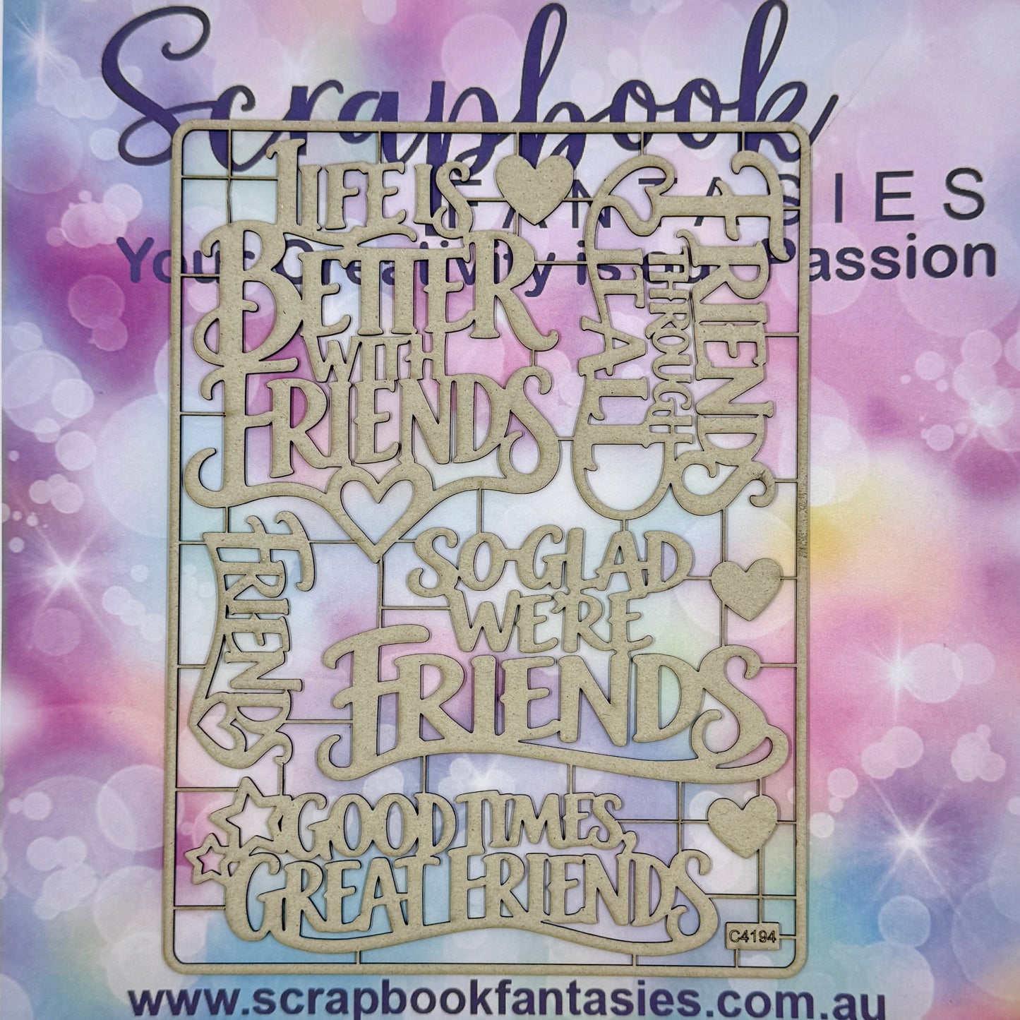 Chippie-Cuts Grey 1.2mm Chipboard 6"x8" - Friends (8 pieces) C4194