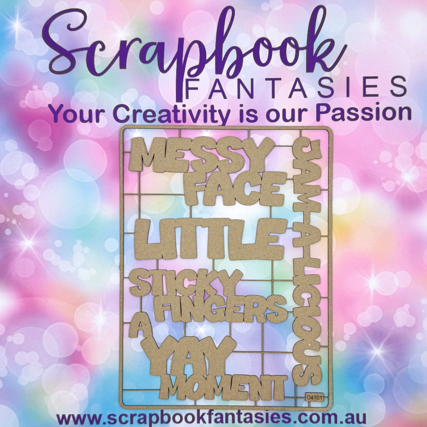 Chippie-Cuts Grey 1.2mm Chipboard 6"x8" - Messy Face (5 pieces) C4101