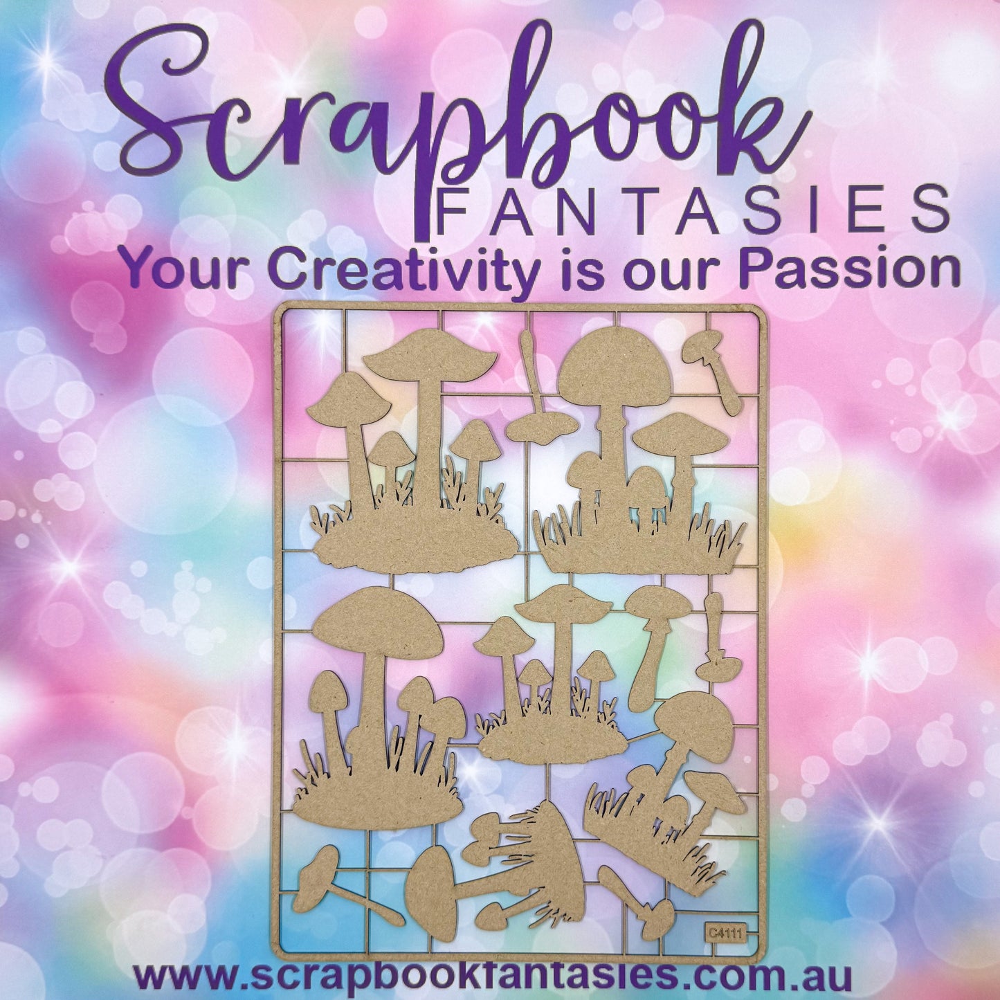 Chippie-Cuts Grey 1.2mm Chipboard 6"x8" - Mushrooms (12 pieces) C4111