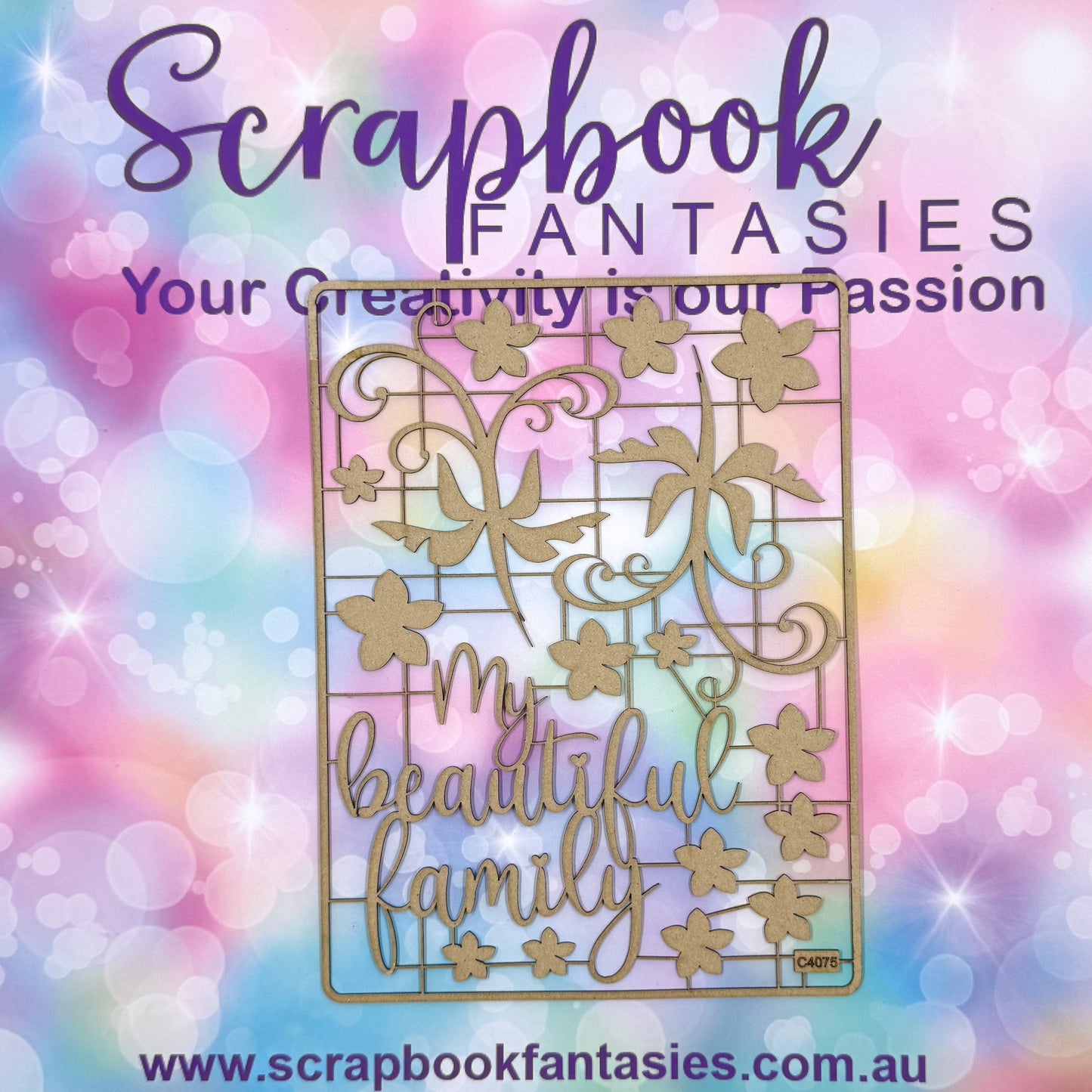 Chippie-Cuts Grey 1.2mm Chipboard 6"x8" - My Beautiful Family (17 pieces) C4075