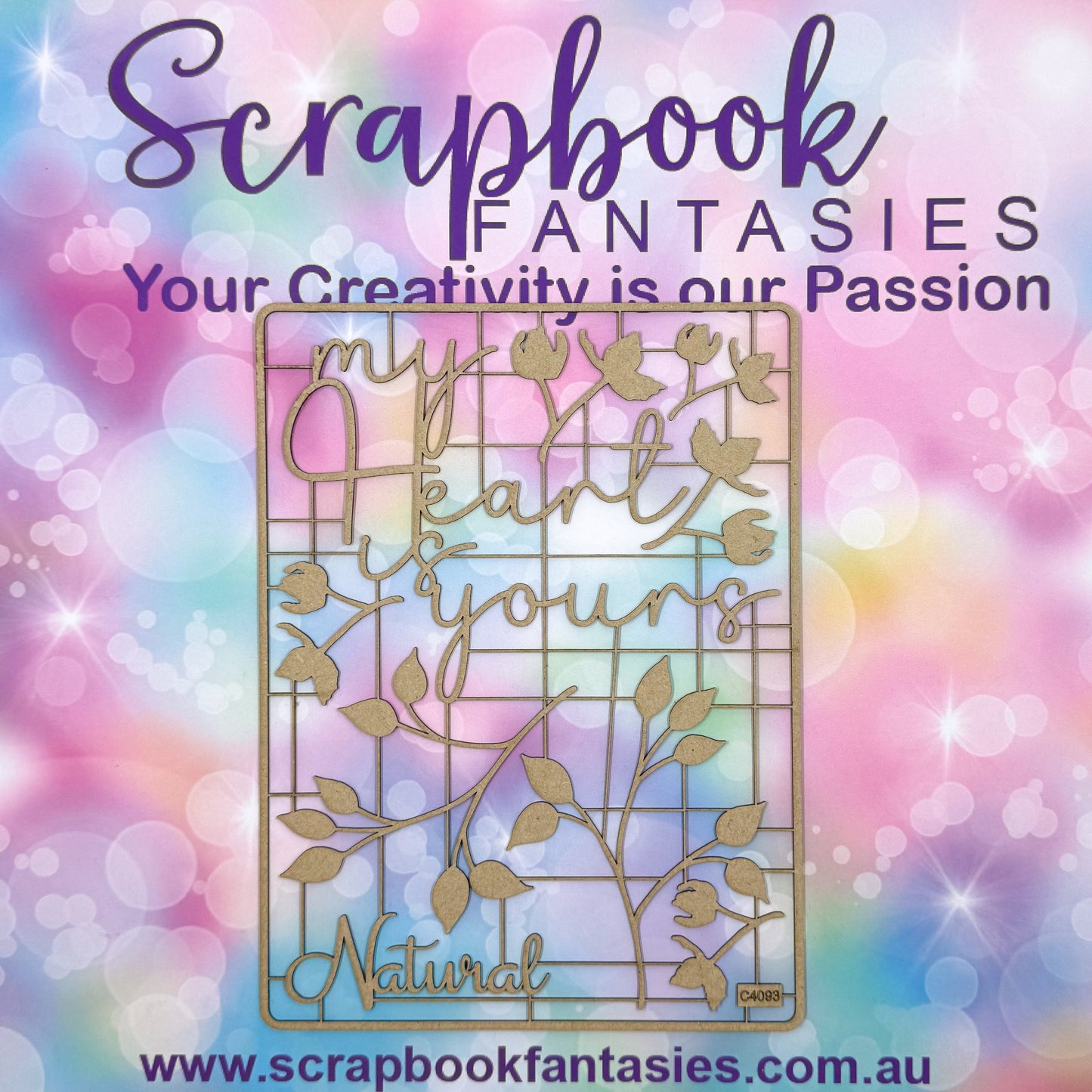 Chippie-Cuts Grey 1.2mm Chipboard 6"x8" - My Heart is Yours (9 pieces) C4093