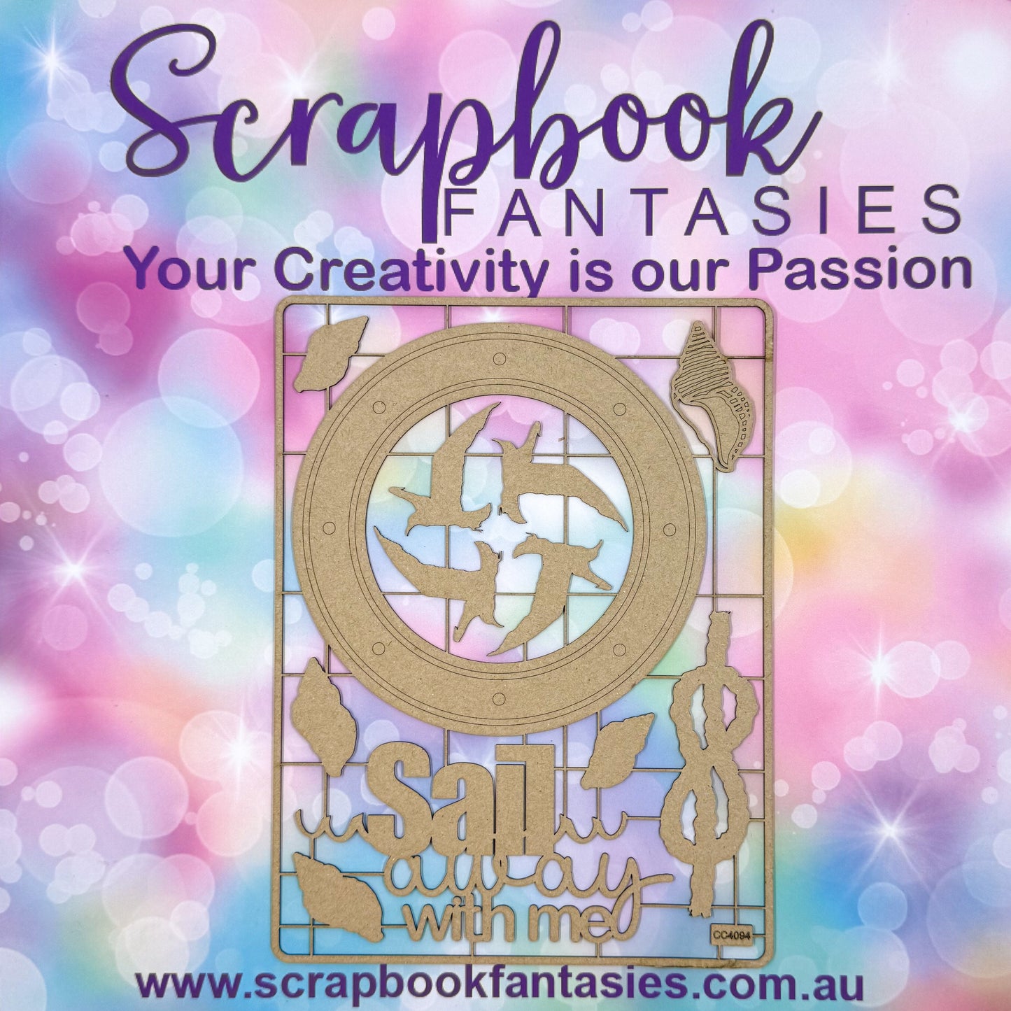 Chippie-Cuts Grey 1.2mm Chipboard 6"x8" - Saily Away (12 pieces) C4094