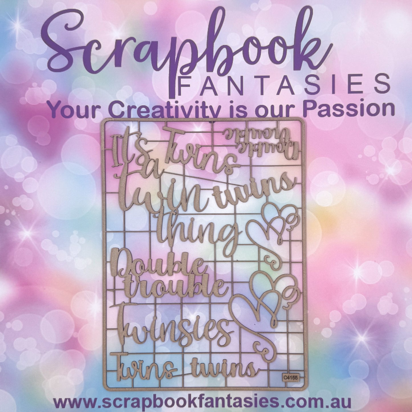 Chippie-Cuts Grey 1.2mm Chipboard 6"x8" - Twins (10 pieces) C4155