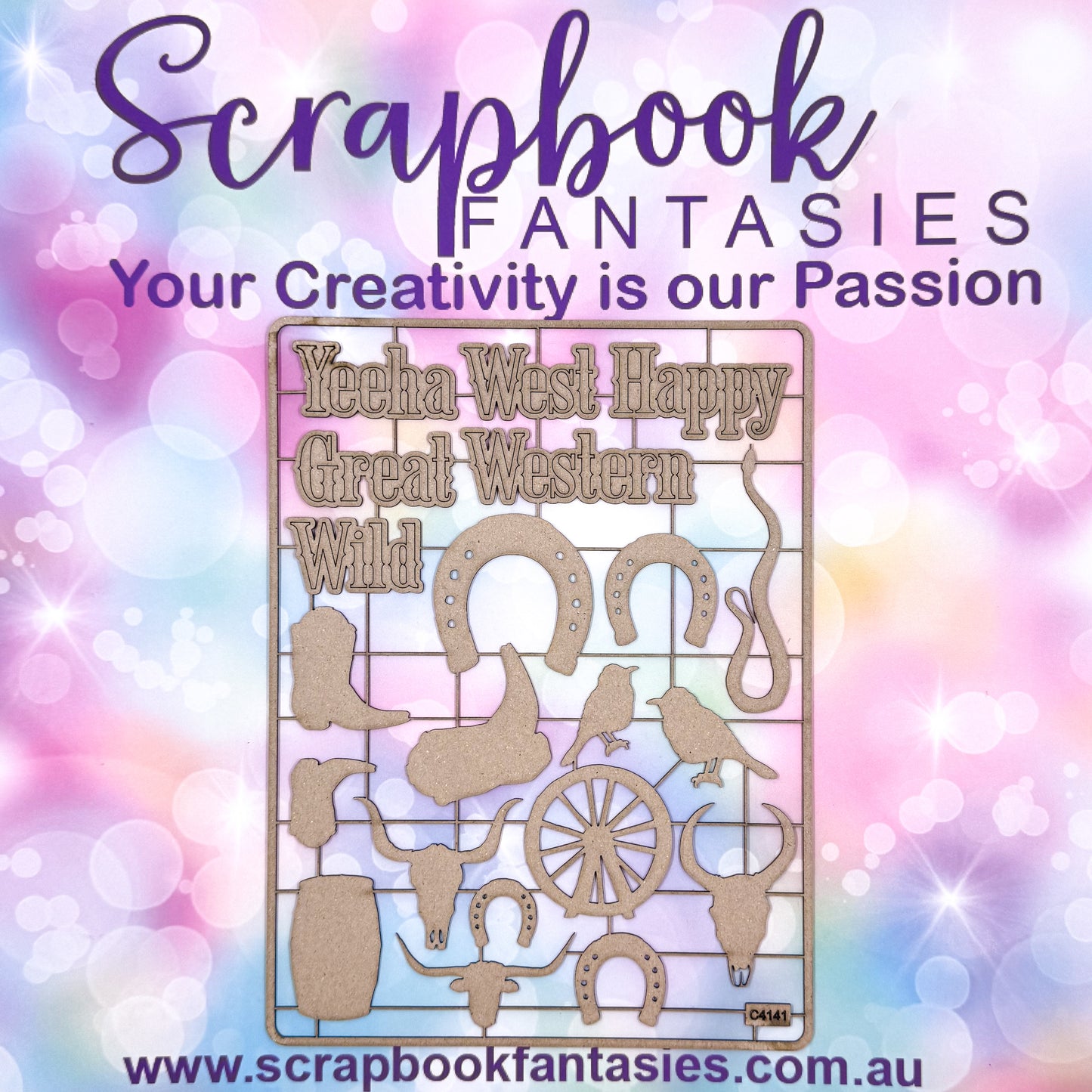 Chippie-Cuts Grey 1.2mm Chipboard 6"x8" - Wild West (21 pieces) C4141