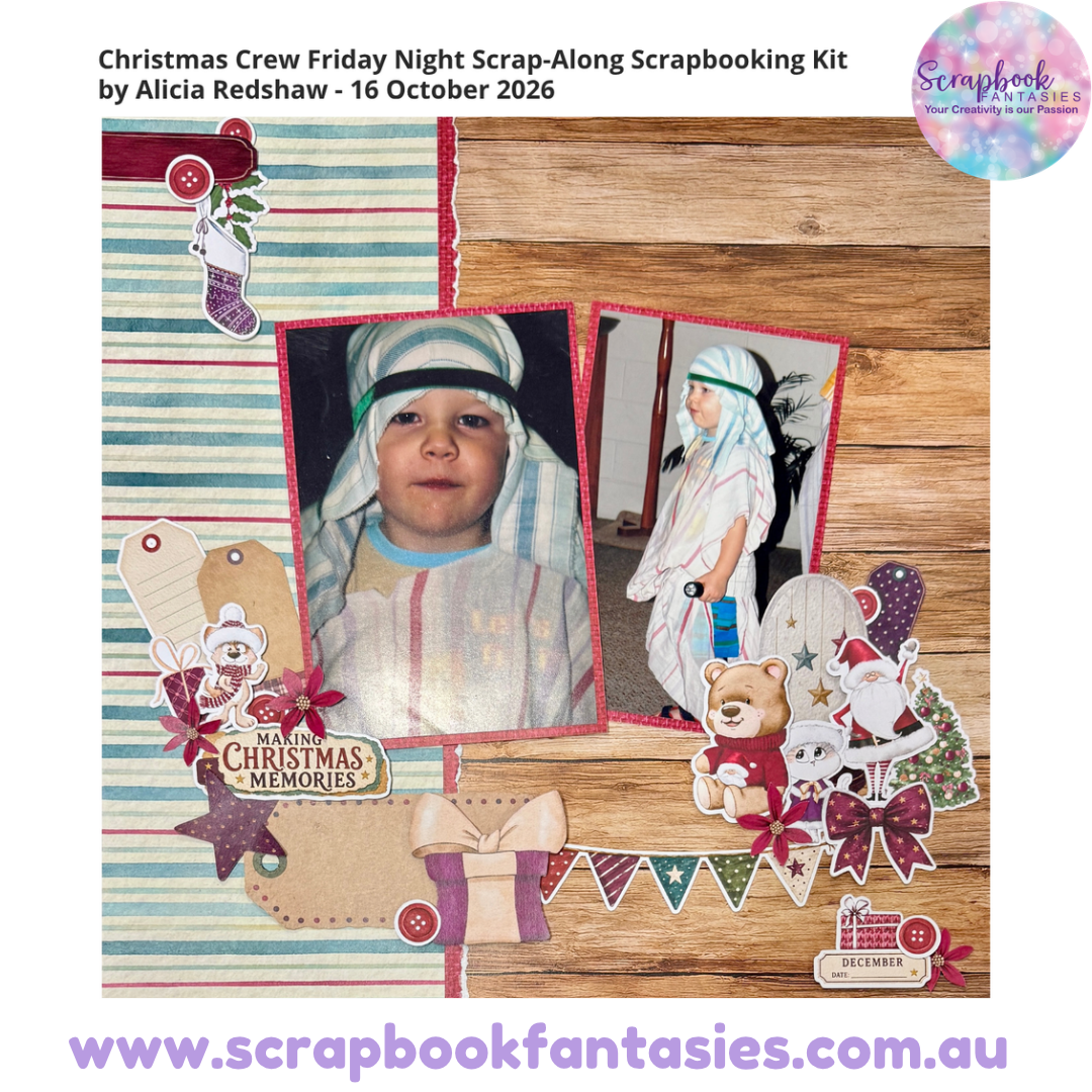 Christmas Crew Friday Night Scrap-Along Scrapbooking Kit by Alicia Redshaw - 16 October 2026