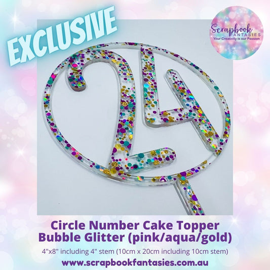 Circle Number Cake Topper - 4"x8" including 4" stem (10cm x 20cm including 10cm stem) - 3mm thick high-quality acrylic
