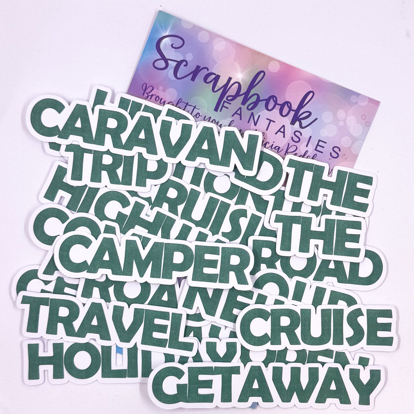 Getaway Colour-Cuts - Dark Green Hessian Words (23 pieces)