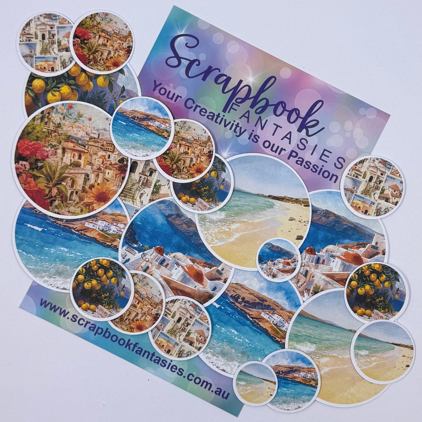 Mediterranean Vibes Colour-Cuts - Circle Landscape Scenes (over 20 pieces) 20887