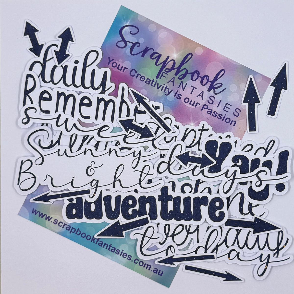 Moonlit Magic Colour-Cuts - Everyday Words - Navy Print (24 pieces) 20963