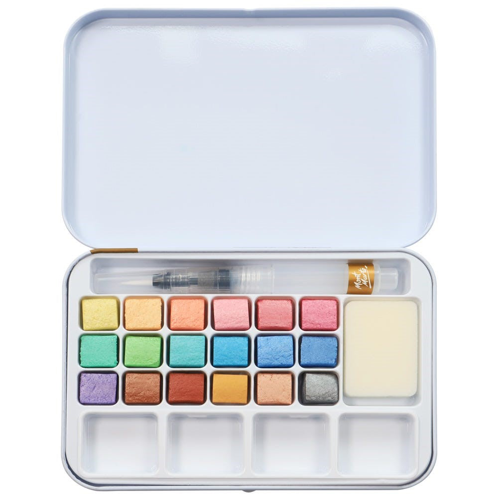 Mont Marte Premium Metallic Watercolour Pan Set  - 18 colours PMHS0085