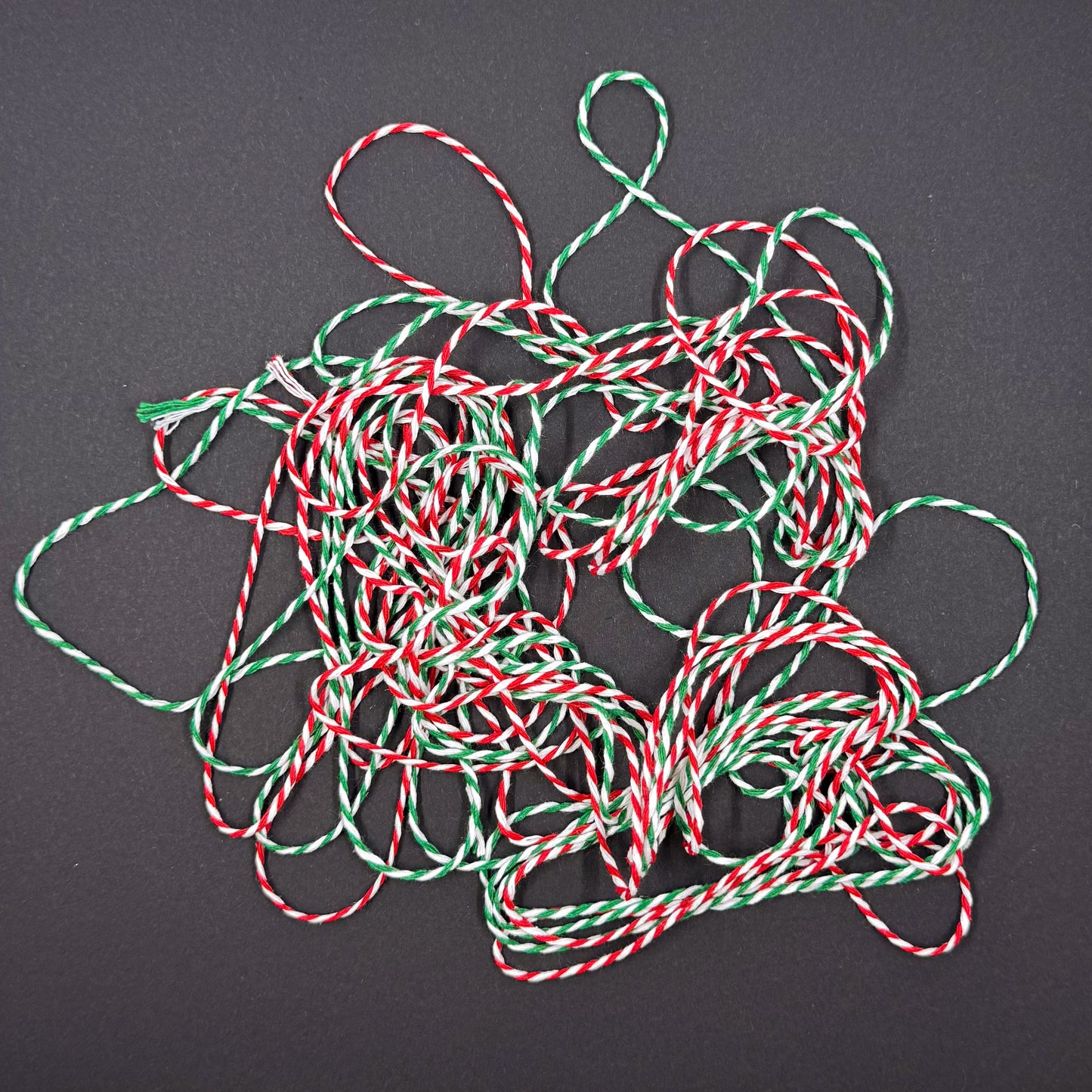 Christmas twine - 10mt pack - 5mt each of red/white and green/white