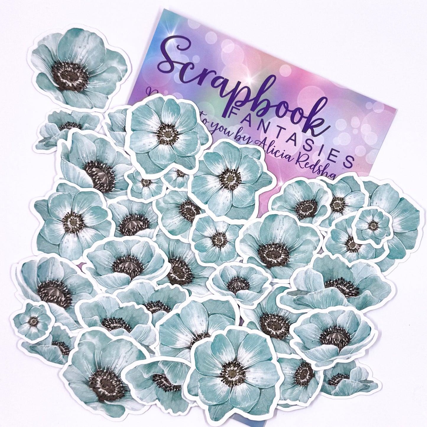 Island Sands Colour-Cuts - Aqua Poppies (36 pieces) 90003