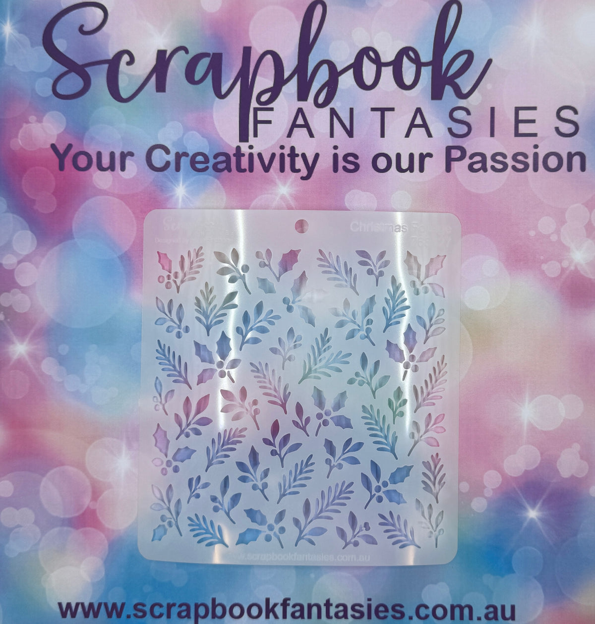 Scrapbook Fantasies Stencil Template Mask - 5.5”x5.5” - Christmas Foliage 768127