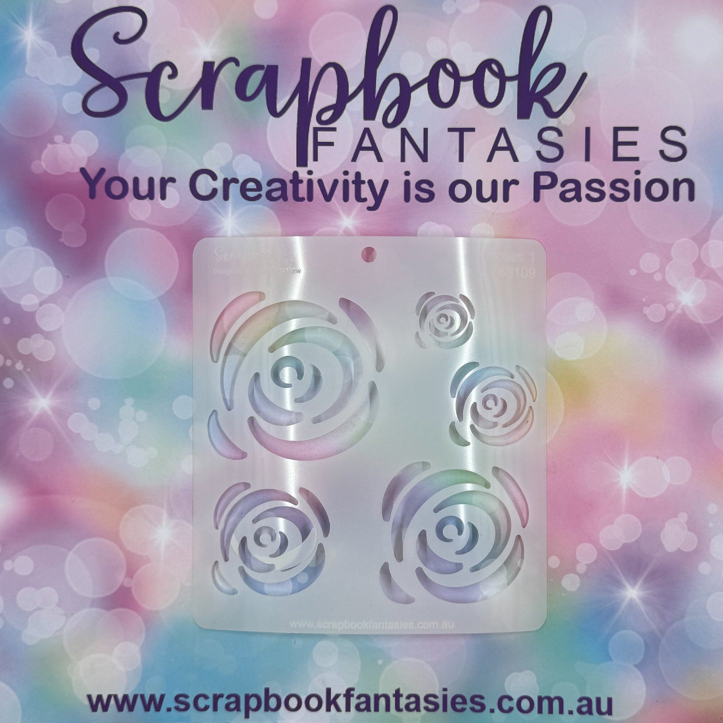 Scrapbook Fantasies Stencil Template Mask - 5.5”x5.5” - Roses 1 768109