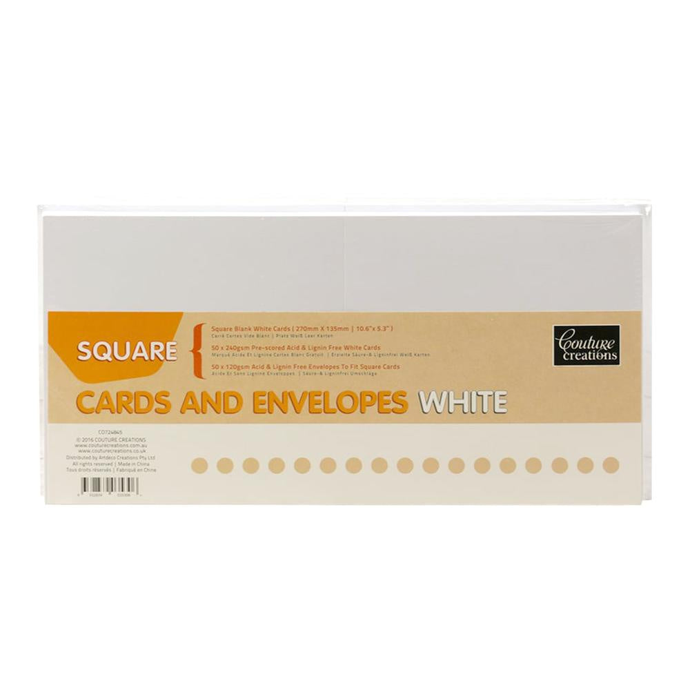 Card & Envelope Pack - 50 pack Square White Cards (5") CO724845
