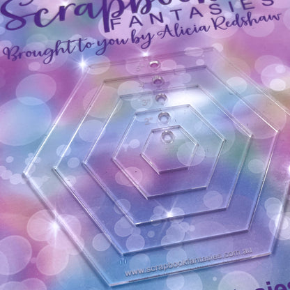 Scrapbook Fantasies Creative Template Set - Hexagons 1 (5 pieces) Designed by Alicia Redshaw 14740