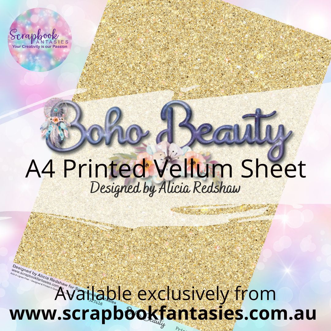 Boho Beauty A4 Printed Vellum Sheet - Daffodil Glitter 327418