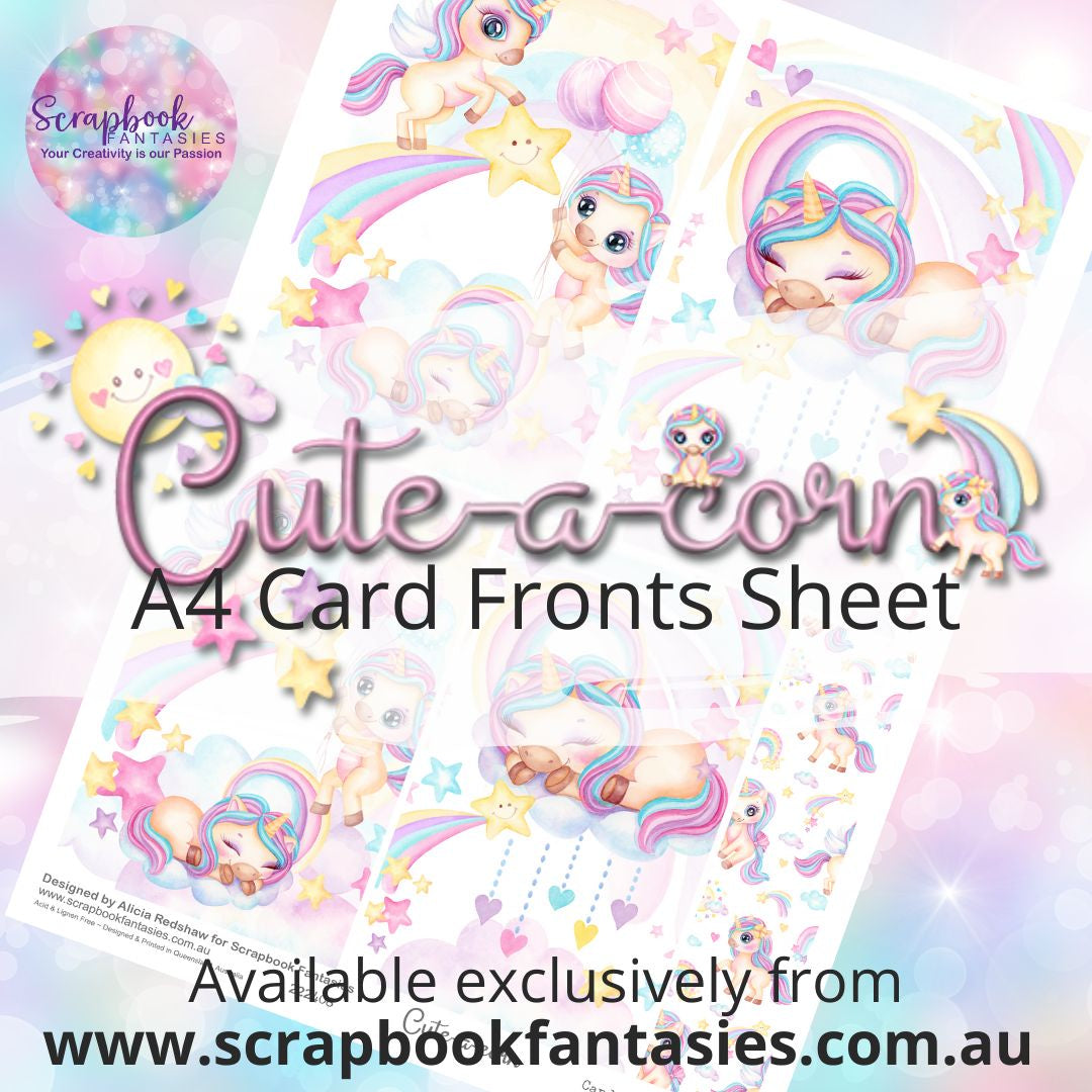 Cute-a-corn A4 Card Fronts Sheet - Cute-a-corns 222408