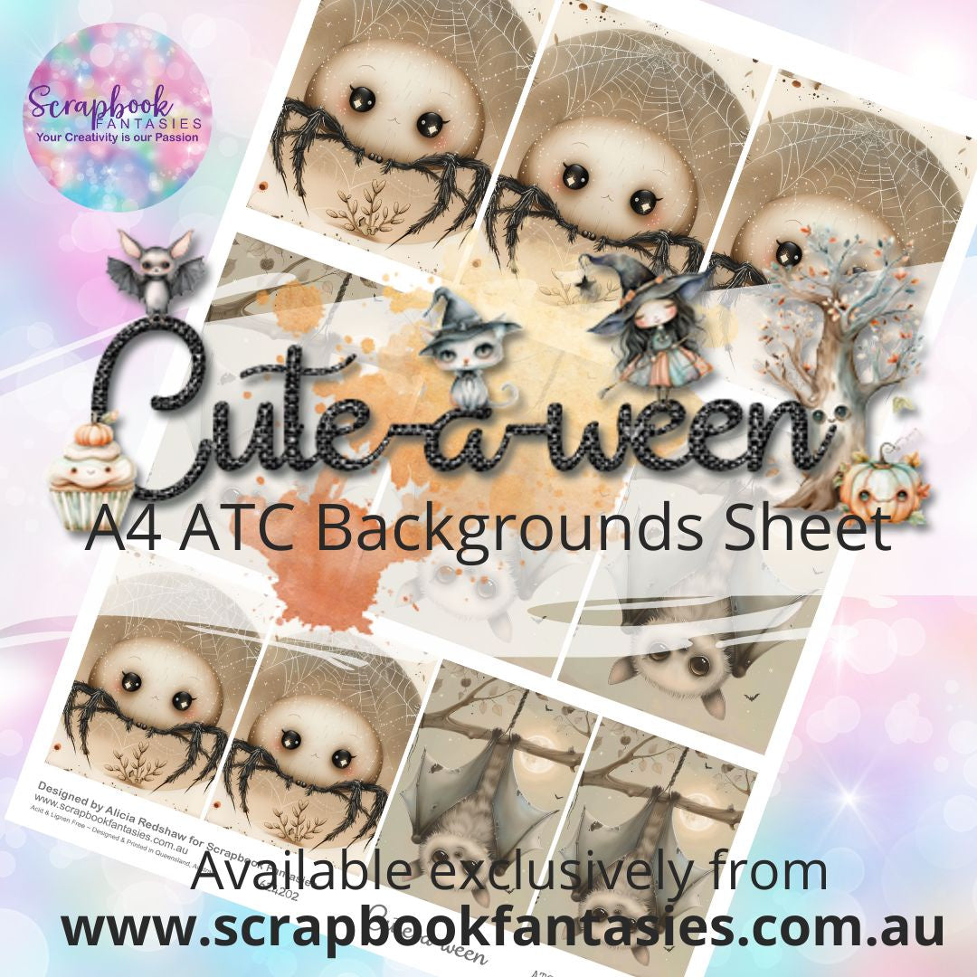 Cute-a-ween A4 ATC Backgrounds Sheet - Bat & Spider 624202
