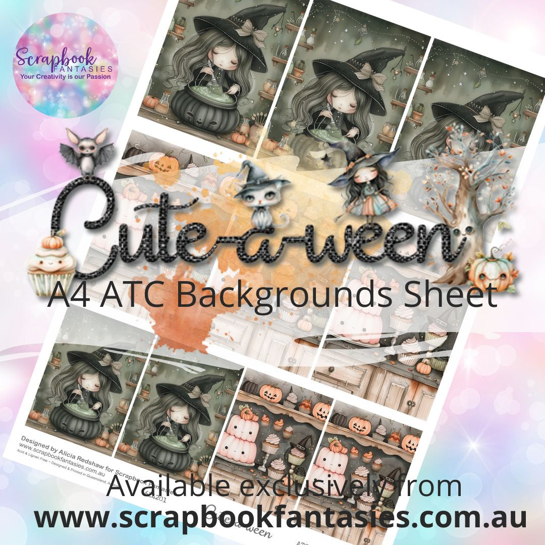 Cute-a-ween A4 ATC Backgrounds Sheet - Little Witch 624201