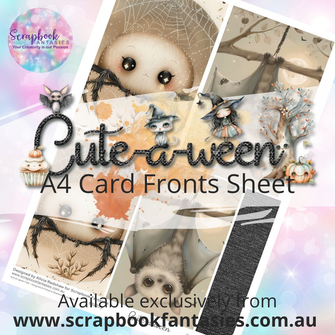 Cute-a-ween A4 Card Fronts Sheet - Bat & Spider 624205