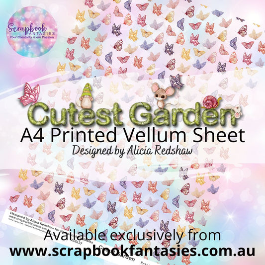 Cutest Garden A4 Printed Vellum Sheet - Butterflies 242419