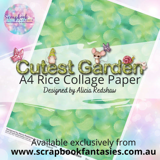 Cutest Garden A4 Rice Collage Paper - Green Watercolour Paisley 242412